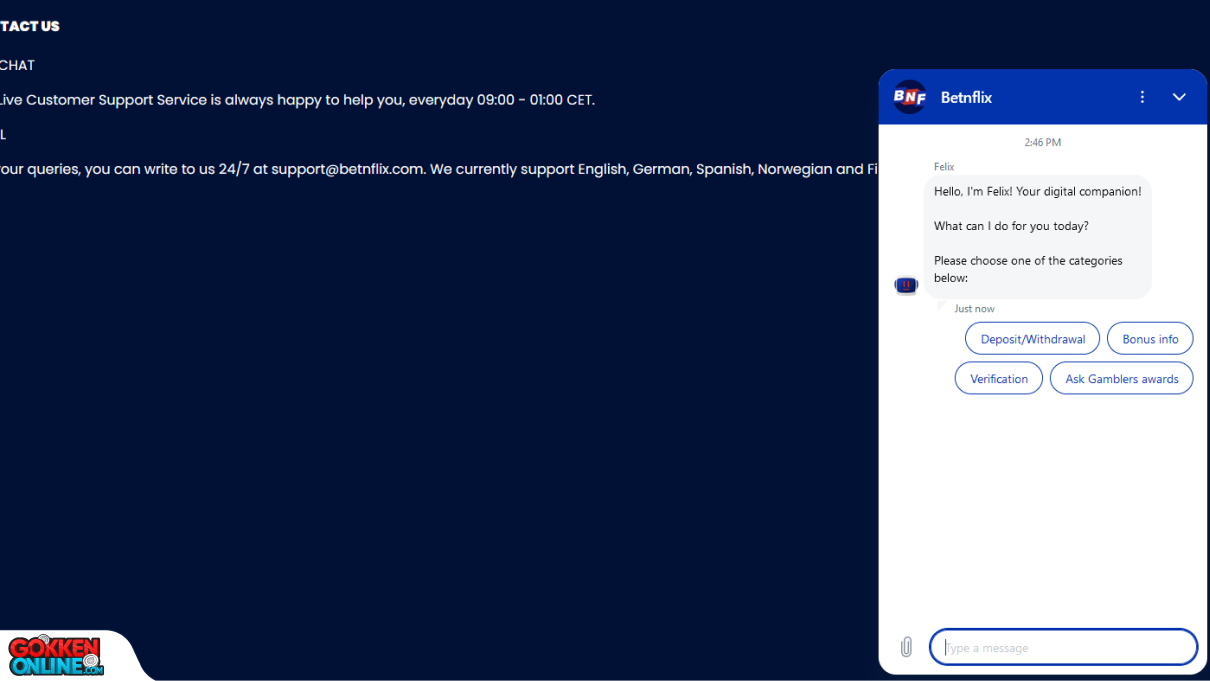 BetNFlix Casino Klantenservice