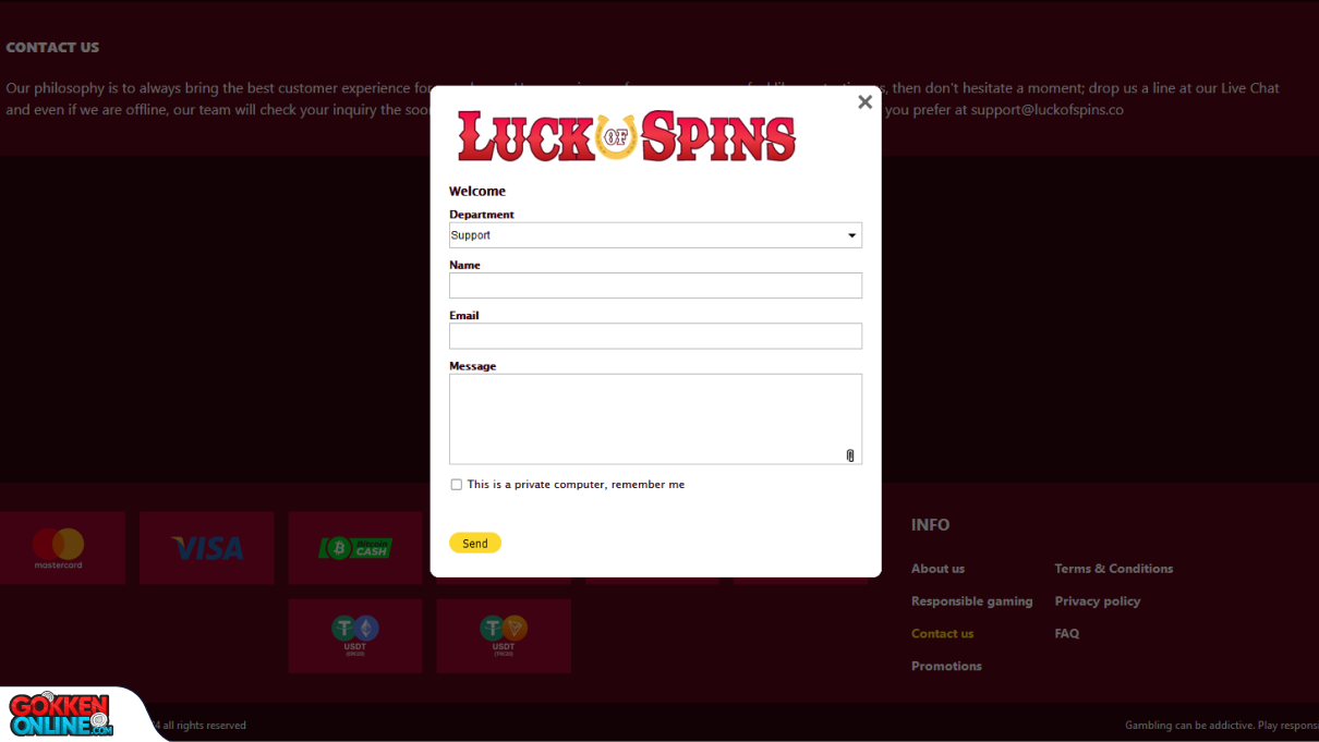 Luck of Spin Casino Klantenservice